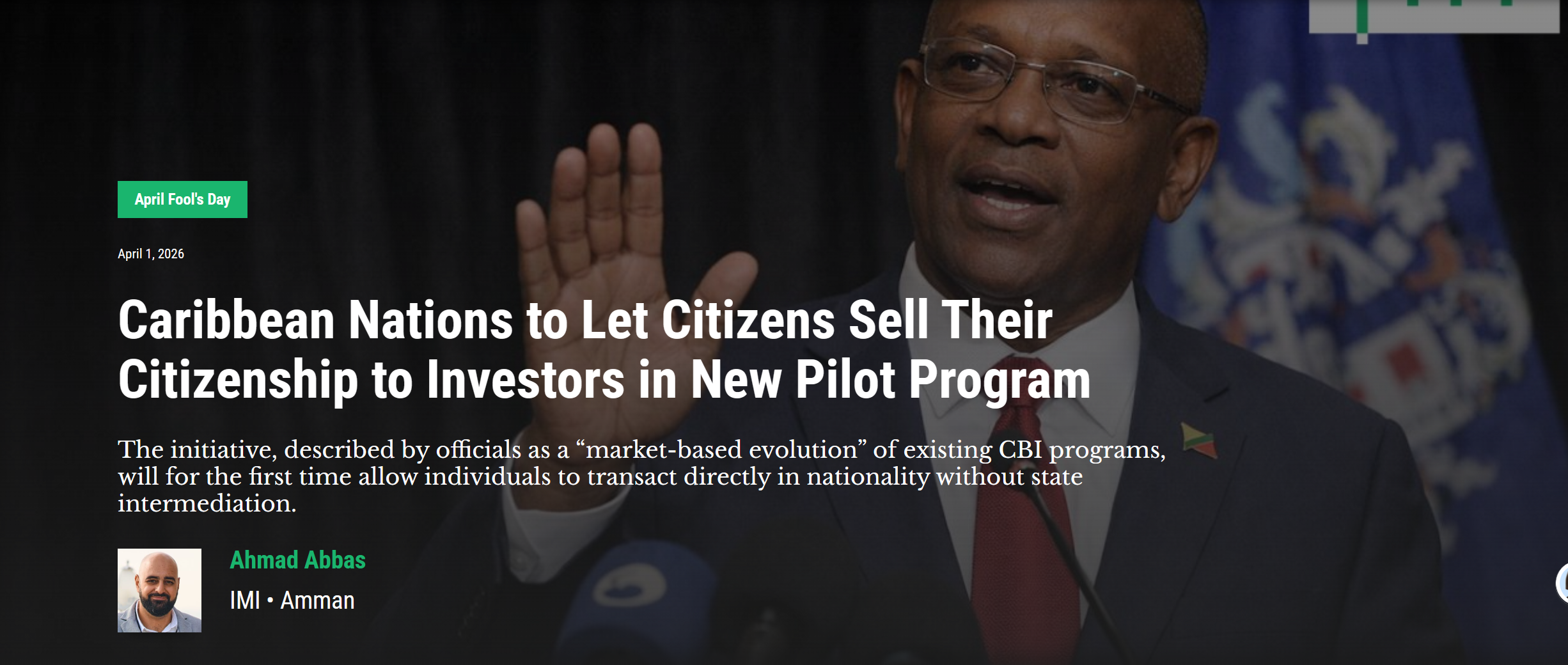 加勒比五国推出公民身份转让协议 允许公民直接向投资者出售国籍