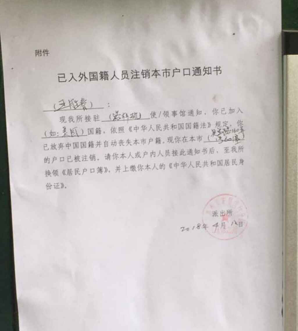 上海注销国籍样本
